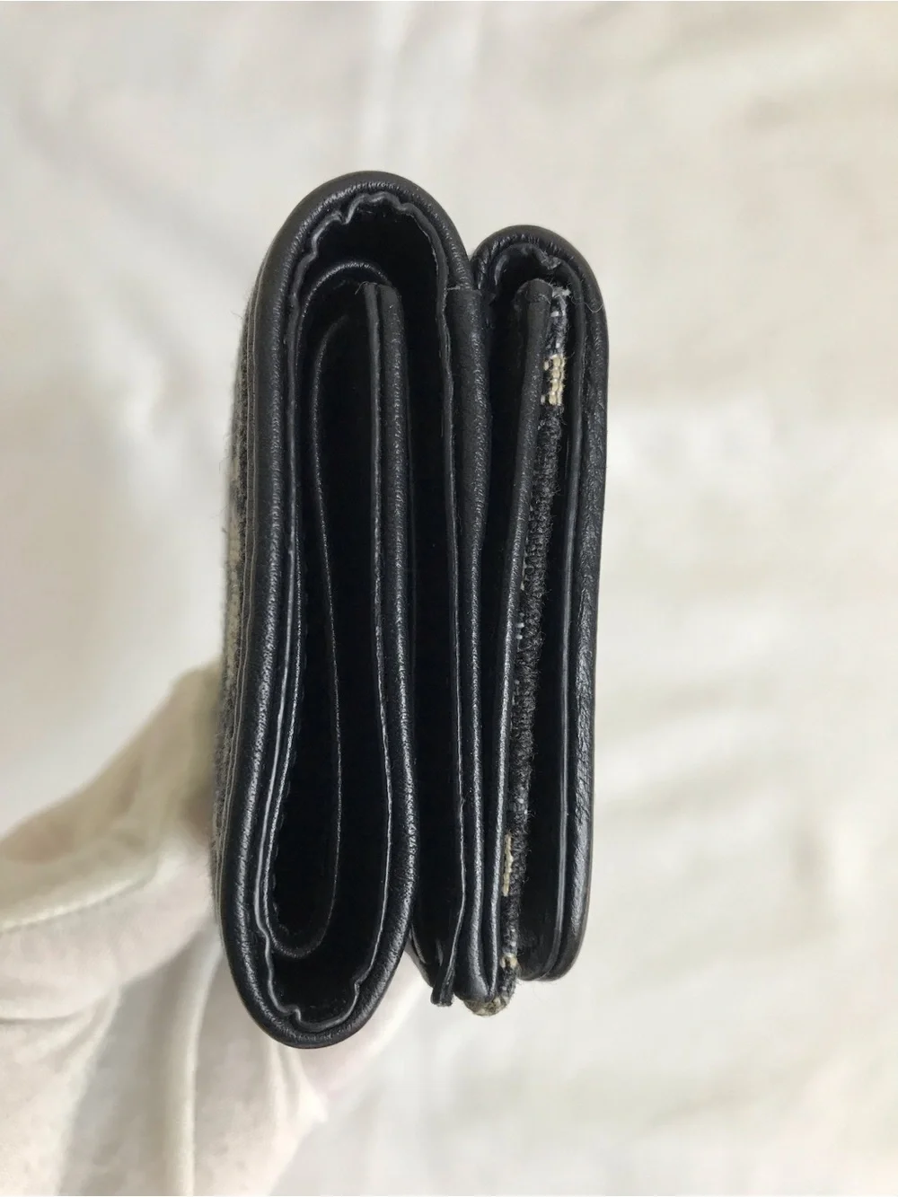 Christian Dior Oblique Trifold Compact Wallet Authentic Navy Blue